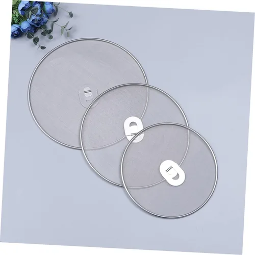 Vista 3 de 3 unidades de acero inoxidable para sartén de acero inoxidable, cubiertas de aceite para ollas de cocina, pantalla de grasa fácil de limpiar