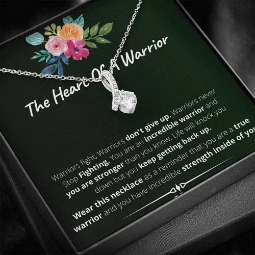 Vista 2 de Collar con tarjeta de mensaje joyería hecha a mano regalos de Navidad collar de supervivencia del cáncer regalo para mujeres mujeres sobrevivientes