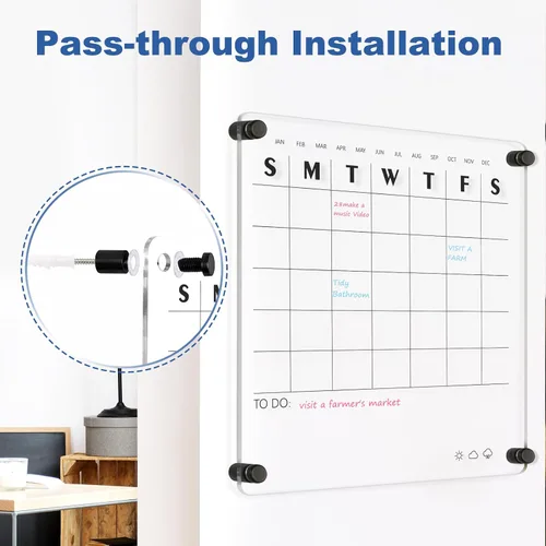Vista 4 de Pizarra Blanca Acrílica para Pared, Pizarra Blanca Semanal Transparente de 12" x 12", Pizarra Blanca de Planificación Semanal Pequeña para Pared