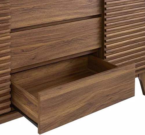 Vista 9 de Modway Render - Mueble moderno de mediados de siglo para mesa de bufé o TV de 160 cm, color nogal