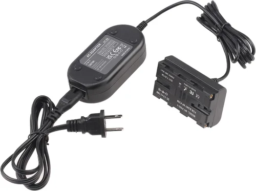 Vista 5 de FocusFoto Cable adaptador de fuente de alimentación de CA + batería ficticia NP-F, acoplador de CC para Sony NP-F550 NP-F570 NP-F970 para alimentar