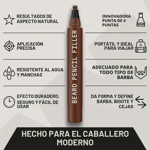 Vista 4 de Striking Viking Lápiz de barba y cepillo de cerdas para hombre, color Marrón oscuro