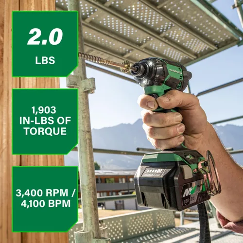 Vista 2 de Metabo HPT 36V MultiVolt™ Kit de controlador de impacto de martillo triple inalámbrico BOLT, controlador de impacto de alto torque con estuche, 2