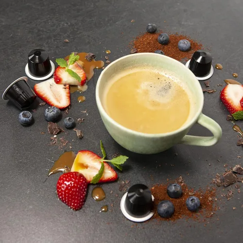 Vista 4 de Bologna' Espresso italiano orgánico para Nespresso, 100 cápsulas de aluminio orgánico USDA, tostado medio ecológico, cápsulas 100% compatibles