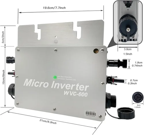 Vista 6 de Y&H Micro inversor de conexión a red solar de 600W con pantalla de visualización de monitoreo de datos AC impermeable IP65 MPPT DC28-50V Entrada PV