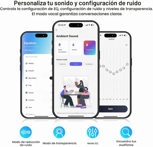 Vista 10 de Srhythm NiceComfort 35 (2.ª generación) Auriculares híbridos con cancelación de ruido, Bluetooth inalámbrico 6.0, 5 micrófonos con ENC