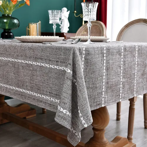 Vista 25 de NEWISHER Mantel cuadrado pequeño bordado rústico de 20 x 20 pulgadas, mantel de tela jacquard a rayas lavable para mesa de comedor para mesita