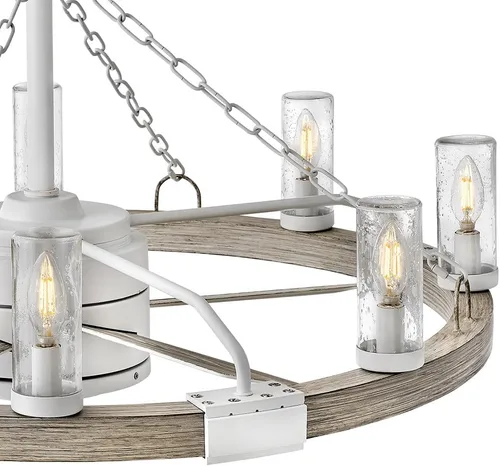 Vista 7 de Hinkley Sawyer - Candelabro inteligente de 36 pulgadas, color blanco mate/madera envejecida Mate blanco
