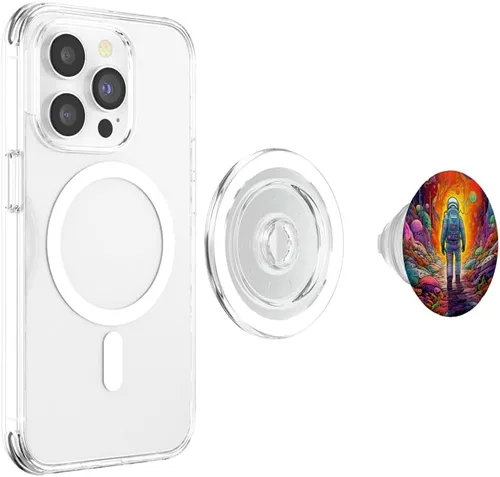 Vista 4 de Space Astronaut Walking Spaceman Universe Colorful Galaxy PopSockets MagSafe PopGrip para iPhone
