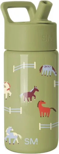 Vista 42 de Simple Modern Botella de agua para niños con tapa con pajilla, vaso aislado de acero inoxidable de 14 onzas para niños y a prueba de derrames