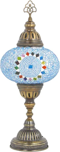 Vista 7 de Lámpara turca de mesa con 10 variantes Lámpara turca marroquí con base de bronce Lámpara de noche Tiffany hecha a mano Lámpara de noche