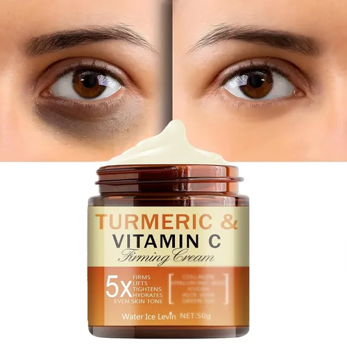 Vista 4 de Soelegant Crema reafirmante de cúrcuma y vitamina C para cara y ojos, hidratante antienvejecimiento con aloe, té verde, colágeno, hidrata, tensa
