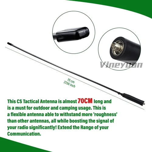 Vista 2 de Antena táctica CS plegable 27.6 in/27.56 pulgadas SMA-hembra doble banda VHF UHF 136/520Mhz para Kenwood BaoFeng UV-5R UV-82 BF-888S Retevis H777