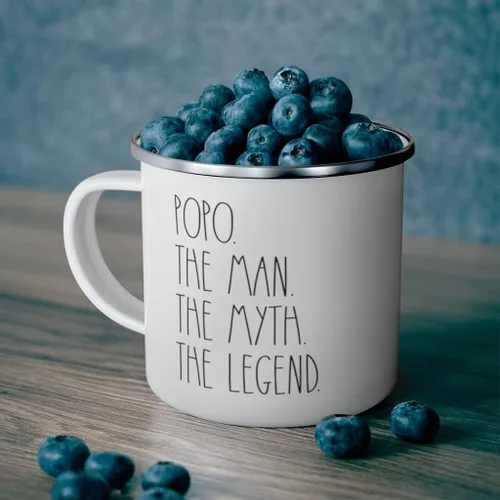 Vista 4 de Popo The Man The Myth The Legend - Taza de café de fogata, regalo de Navidad, regalo de cumpleaños, taza de café Popo para camping, taza de café