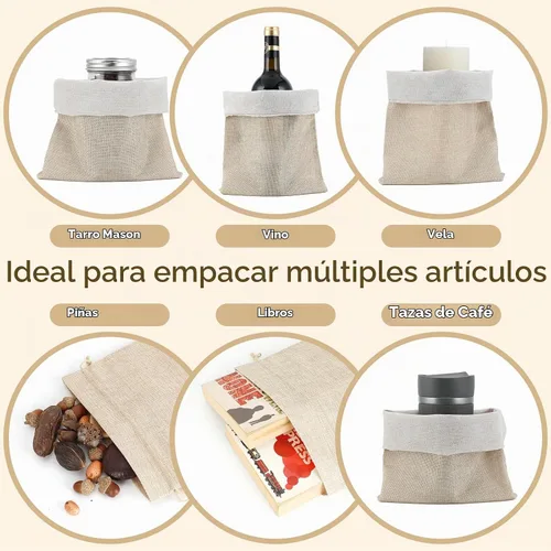 Vista 4 de Bolsas de regalo con cordón de arpillera de 8 x 12 pulgadas, 20
