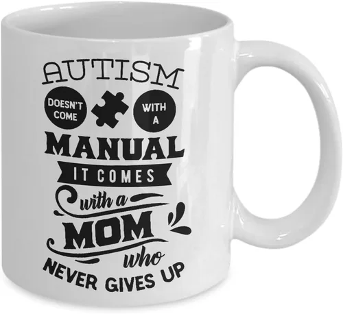 Vista 2 de Autismo Mom Taza, ASD, cinta autista, productos de sensibilidad, 11 o 15 oz. Regalo de conciencia de autismo para familias, día de la madre
