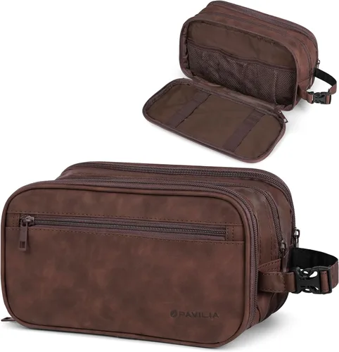 Vista 11 de PAVILIA - Bolsa de aseo para hombres, estuche de viaje esencial con kit de afeitado Dopp, bolsa de viaje organizadora de artículos de tocador