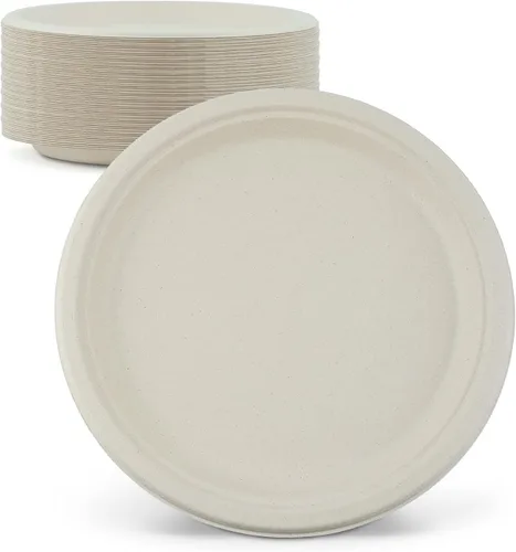 Vista 15 de Green Earth, Platos compostables de 10 pulgadas, 125 unidades, fibras de bambú naturales, vajilla diaria – Biodegradable, desechable, forma ovalada