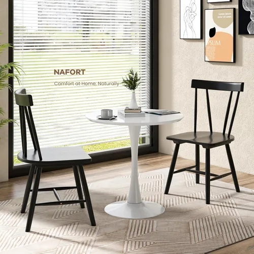 Vista 2 de NAFORT Juego de 2 sillas de comedor de madera, sillas Windsor modernas con respaldo de eje alto, asiento contorneado grande, carga máxima de 330