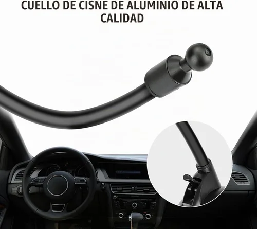Vista 5 de Soporte de soporte para parabrisas de coche de 360 ° para iPhone, teléfono celular, GPS, cuello de cisne flexible, brazo largo, estabilizador