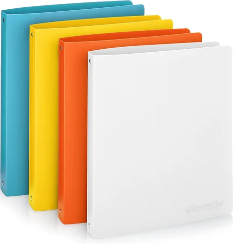 Vista 10 de Carpeta económica de 3 anillos redondos de 1 pulgada, con capacidad para 175 hojas, flexible, ligera, paquete de 4, apertura lateral, color negro
