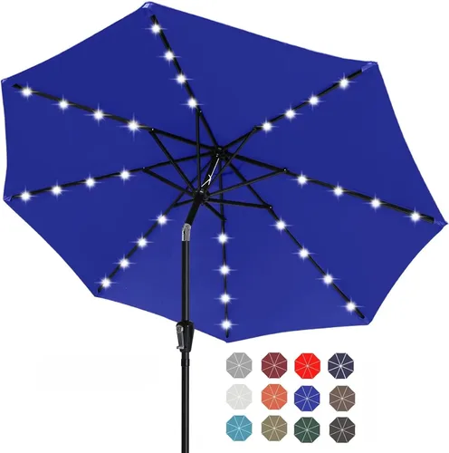 Vista 53 de ABCCANOPY Sombrillas solares duraderas para patio con 24 luces LED de 7.5 pies con 6 varillas resistentes (borgoña)