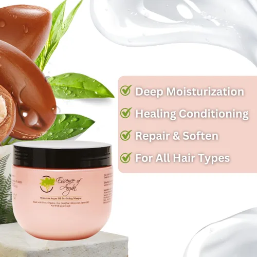 Vista 7 de Essence of Argan Productos renovadores para el cuidado del cabello, condimentador infundido con aceite de argán orgánico marroquí 100% puro