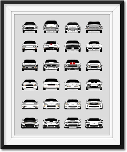 Vista 10 de Custom Car Posters Póster hecho a mano compatible con Chevy Corvette Generations e impresión de Chevrolet Corvette (C1 C2 C3 C4 C5 C6 C7 C8) – 2A.