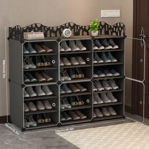 Vista 2 de Jomifin Armario de almacenamiento para zapatos con puertas, organizador portátil para zapatos, estante de pie expandible, almacenamiento de 36 a 72