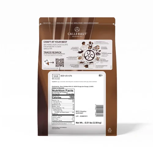 Vista 2 de Callebaut Receta No. 823 El mejor chocolate con leche belga con 33.6% de cacao, 20.8% de leche, 5.51 libras