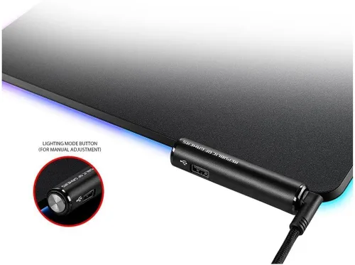 Vista 3 de ASUS ROG Balteus - Alfombrilla de mouse RGB para juegos - Puerto USB Iluminación RGB Aura Sync Superficie dura microtexturizada optimizada