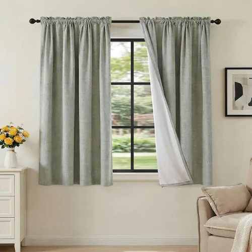 Vista 33 de H.VERSAILTEX Cortinas 100% opacas con aspecto de lino para dormitorio, bloqueo de luz completa, bolsillo para barra, cortinas de ventana gruesas