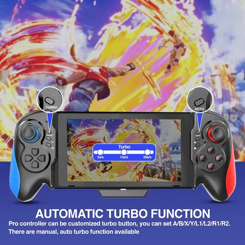 Vista 4 de ZUJO Pro Controller for Nintendo Switch, Joy-Cons Replacement, Wireless Gamepad Case With Six Axes Gravity Sensor, Dual Motor Vibration and Turbo