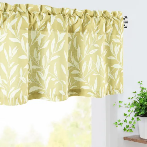 Vista 24 de VOGOL Cortinas de cenefa de jacquard dorado con diseño de flores de lujo para dormitorio, sala de estar, comedor, 52 x 14 pulgadas, 1 panel, negro