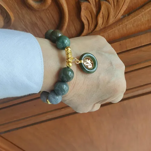 Vista 2 de Heavens Tvcz - Pulsera de jade de buena fortuna para mujeres tailandesas, buena suerte, 0.559in, energía curativa, pulsera con colgante de jade