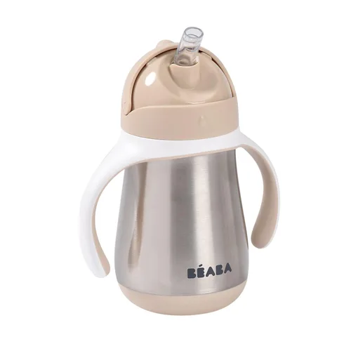 Vista 11 de BEABA - Vaso para sorber con popote de acero inoxidable, vasos aislados a prueba de derrames con asas extraíbles, fabricado con acero inoxidable