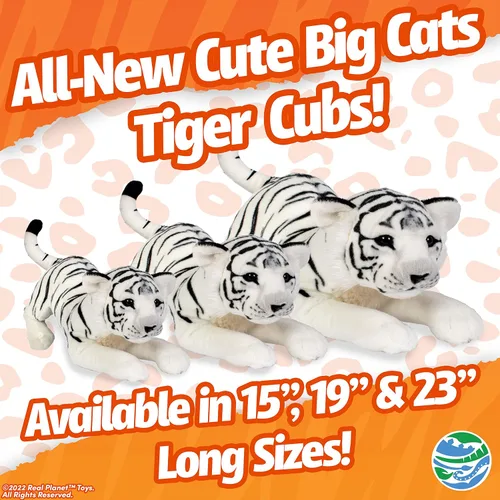 Vista 2 de Real Planet Peluche de cachorro de tigre blanco de 19 pulgadas, lindo cachorro de tigre