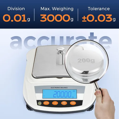 Vista 3 de Bonvoisin Balanza electrónica recargable de la balanza 3000gX0.0.04 oz del laboratorio Balanza analítica de la precisión Balanza de laboratorio