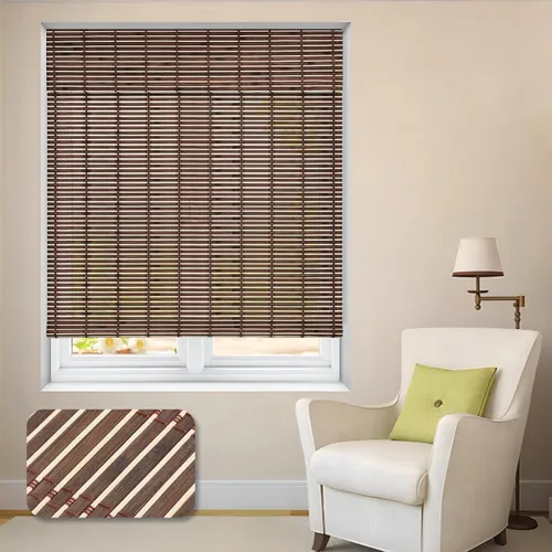 Vista 8 de LUCKUP Persianas romanas de bambú sin cordones, persianas enrollables para ventanas de interior, filtro de luz, protección UV, persianas de bambú
