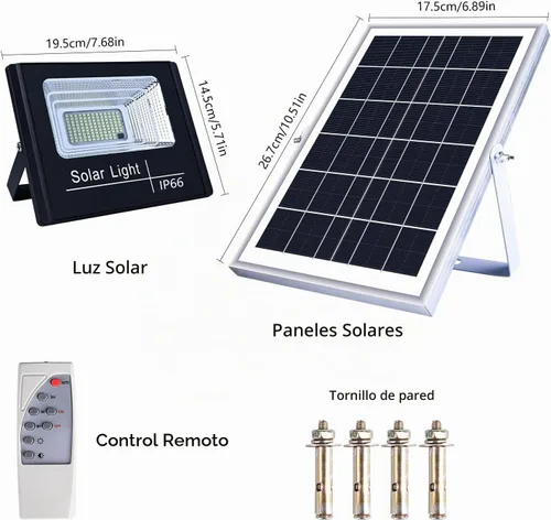 Vista 6 de UT - Luces solares para exteriores, 56 luces LED de seguridad solar con control remoto, sensor automático del atardecer al amanecer IP66