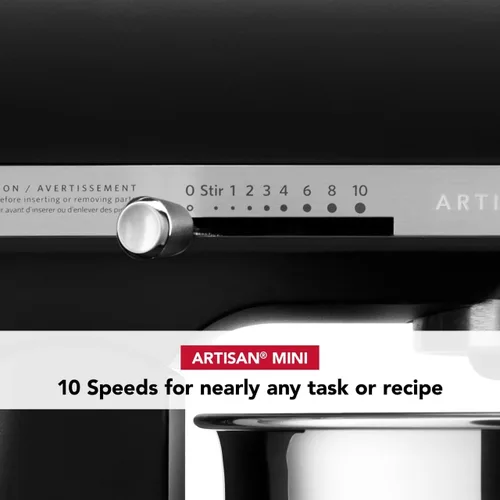 Vista 6 de KitchenAid Artisan Mini Batidora de Pie con Cabezal Inclinable de 3.5 Cuartos - KSM3316X - Negro Mate