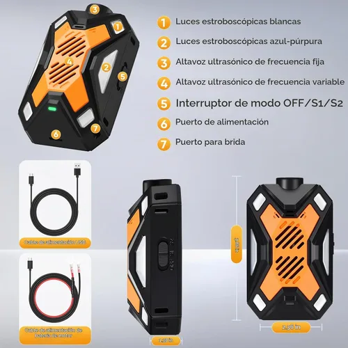 Vista 8 de Repelente ultrasónico de ardillas de ratón roedor para control de plagas de Naranja