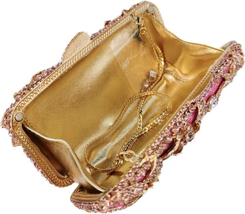 Vista 6 de Boutique De FGG Elegante flor mujer cristal noche embrague bolsos boda fiesta nupcial Rhinestone bolso monedero