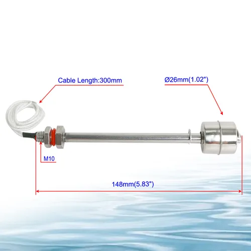 Vista 27 de Aopin Interruptor de sensor de nivel de agua de acero inoxidable, sensor de nivel de líquido, controlador de flotador de bola de plástico para bomba