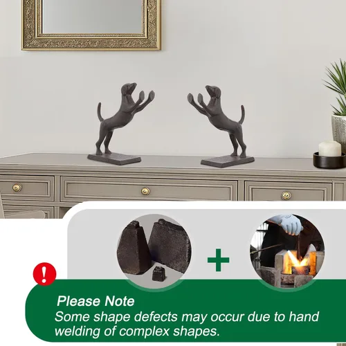 Vista 6 de Sujetalibros decorativos para perros, extremos únicos de hierro fundido con forma de animal para guardar libros resistentes, para decoración