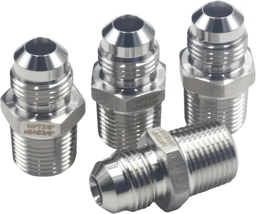 Vista 8 de HFS (R) 1/2 "NPT macho a 1/2" SAE Macho Flare Tubing Adapter Manguera Conector Accesorios de tubería de acero inoxidable 304