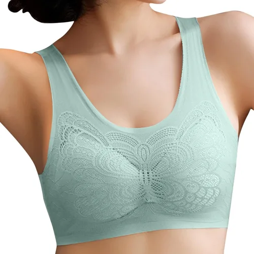 Vista 2 de Strappy Lingerie Set Bcg Apparel Lingerie With Underwire Bras Easy For Elderly Neck Strap Pad Bralette Plus Size White