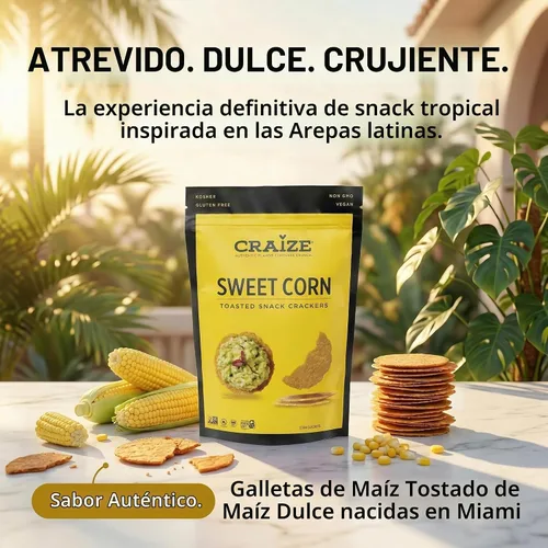 Vista 3 de Craize Sweet Corn Crisps Galletas de maíz tostadas sin gluten, veganas, kosher, 4 onzas cada una