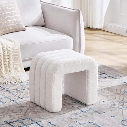 Vista 11 de Taburete otomano multifuncional, reposapiés para sofá, taburete de tocador moderno para sala de maquillaje, sala de estar y entrada, taburete