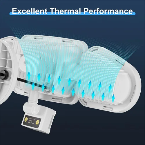 Vista 6 de MEIKEE Luces LED de seguridad de 42 W, luz con sensor de movimiento, luz de inundación al aire libre, 3600LM 6500K IP66 impermeable, 3 cabezales